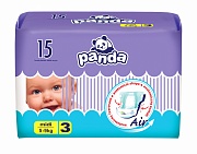 Подгузники для детей Panda, Midi (5-9 кг), 15 шт.